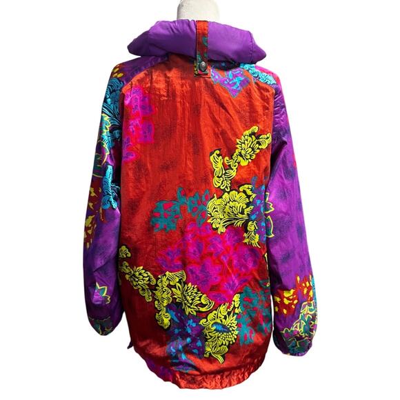 Vintage OBERMEYER Neon Floral Ski/Snowboard Anorak Jacket Size Medium - Picture 4 of 8